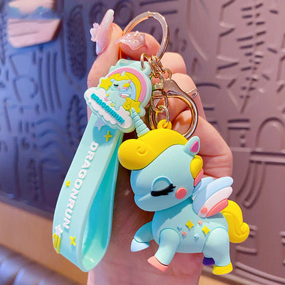 Cartoon Cute Rainbow Horse Unicorn PVC Keychain Cute Keychain
