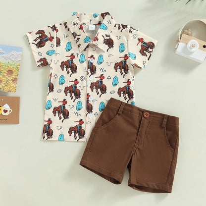 Western Farm Cow Print Two-piece Baby Clothes