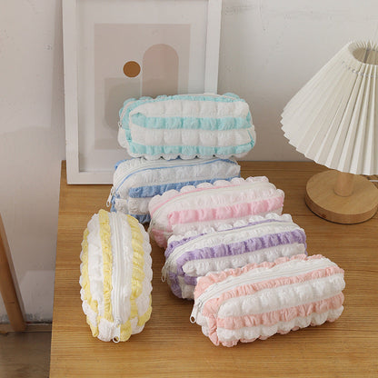 Color Block Striped Large Capacity Pencil Case