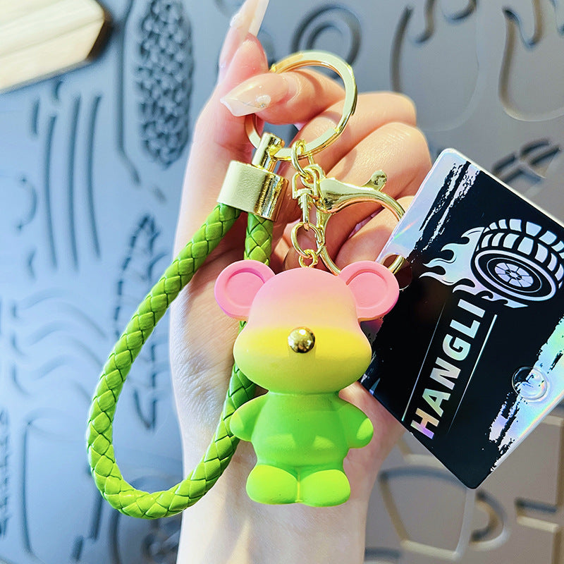 Cartoon Gradient Color Bear PVC Soft Glue Creative Keychain