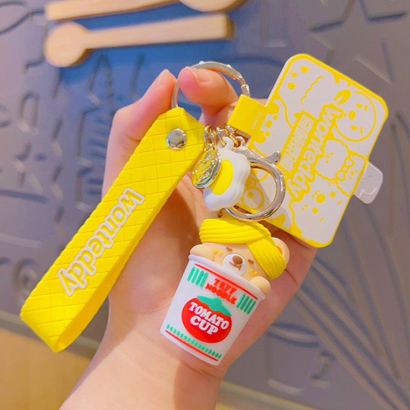 Cartoon Cute Burger Fries Silicone Keychain