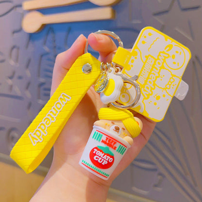 Cartoon Cute Burger Fries Silicone Keychain