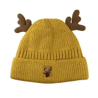 Wholesale Christmas Hat Winter Plush Warm Knitted Hat Cute Antler Beanie