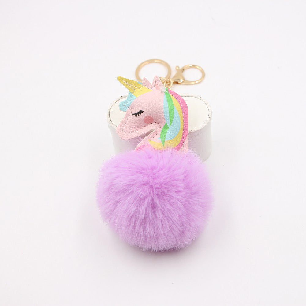 Artificial Fur Unicorn Fur Ball Keychain