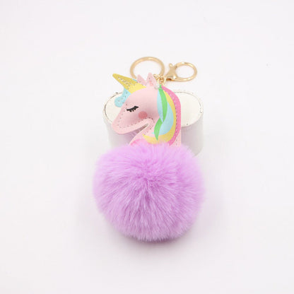 Artificial Fur Unicorn Fur Ball Keychain