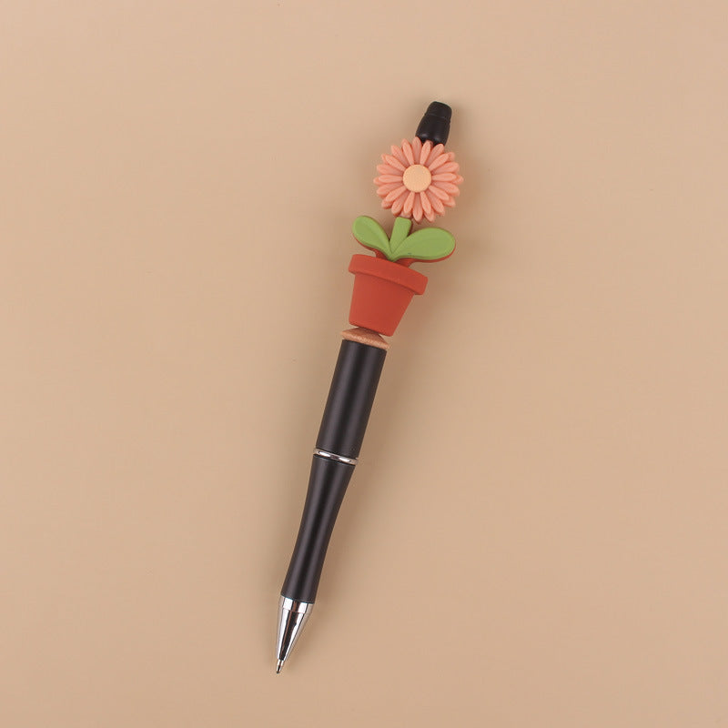 Silicone Beaded Sunflower Potted Wooden Beads Plastic