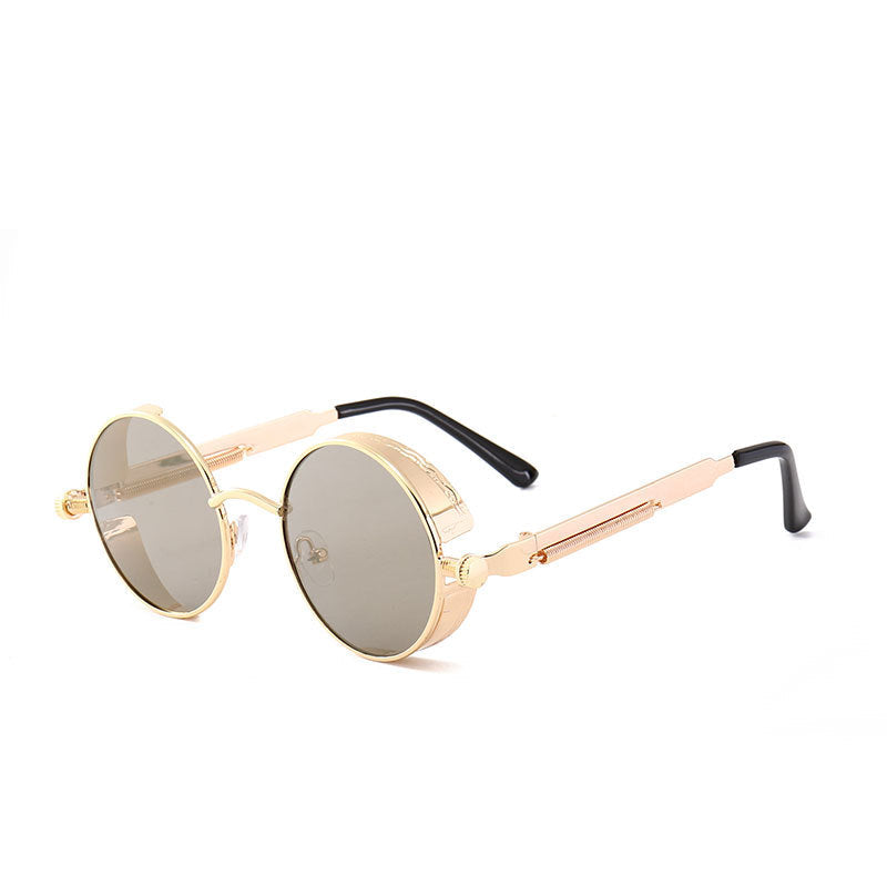 Neutrals Punk Fashion Round Retro Sunglasses