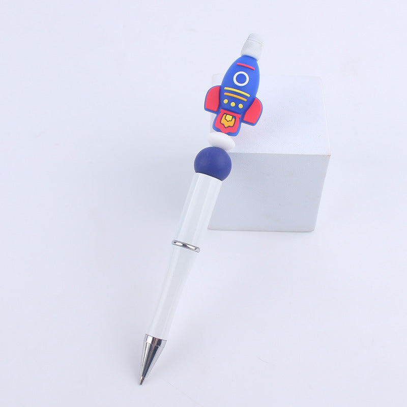 Handmade Bead Pen Cartoon Rocket Astronaut Silicone Ballpoint