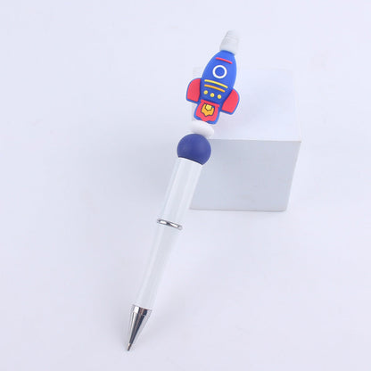 Handmade Bead Pen Cartoon Rocket Astronaut Silicone Ballpoint