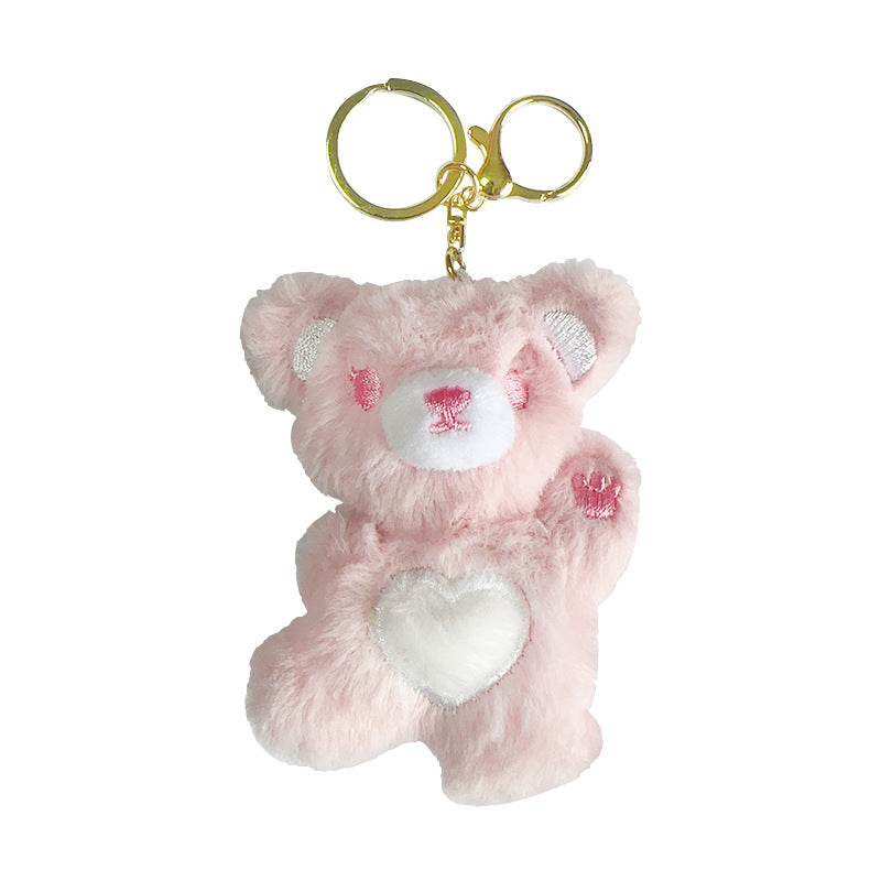 Cartoon Love Teddy Bear Plush Keychain