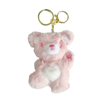 Cartoon Love Teddy Bear Plush Keychain
