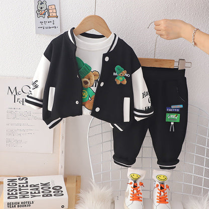 Wholesale of Spring and Autumn Children's Cotton Handsome Hoodies and Sportswear Sets