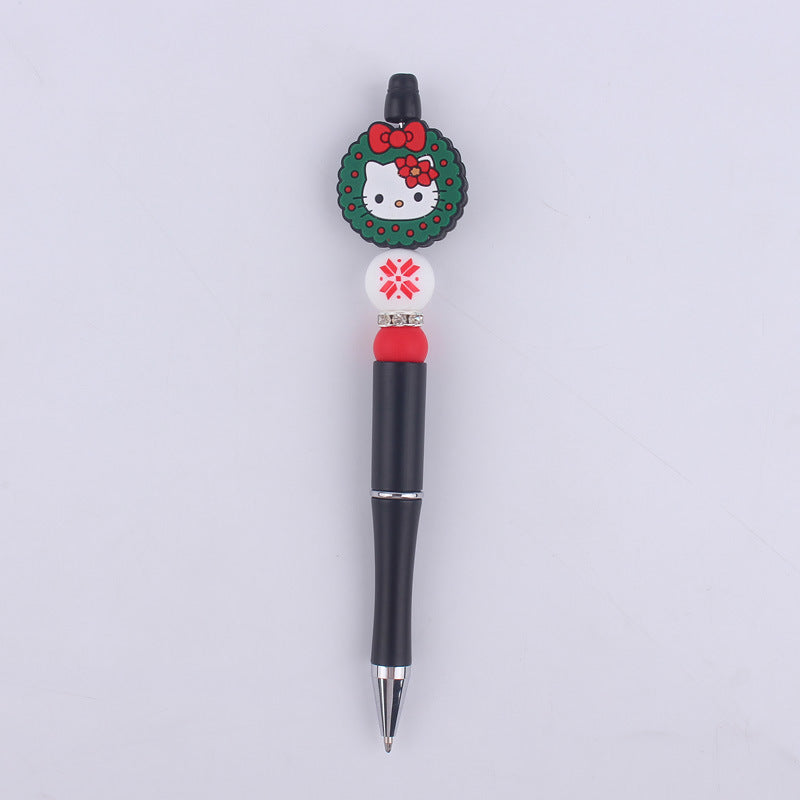 Cartoon Christmas Snowman Tree Beadable Silicone Beaded Ballpoint