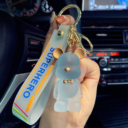 Cartoon Crystal Bow Tie Bear PVC Soft Glue Creative Keychain