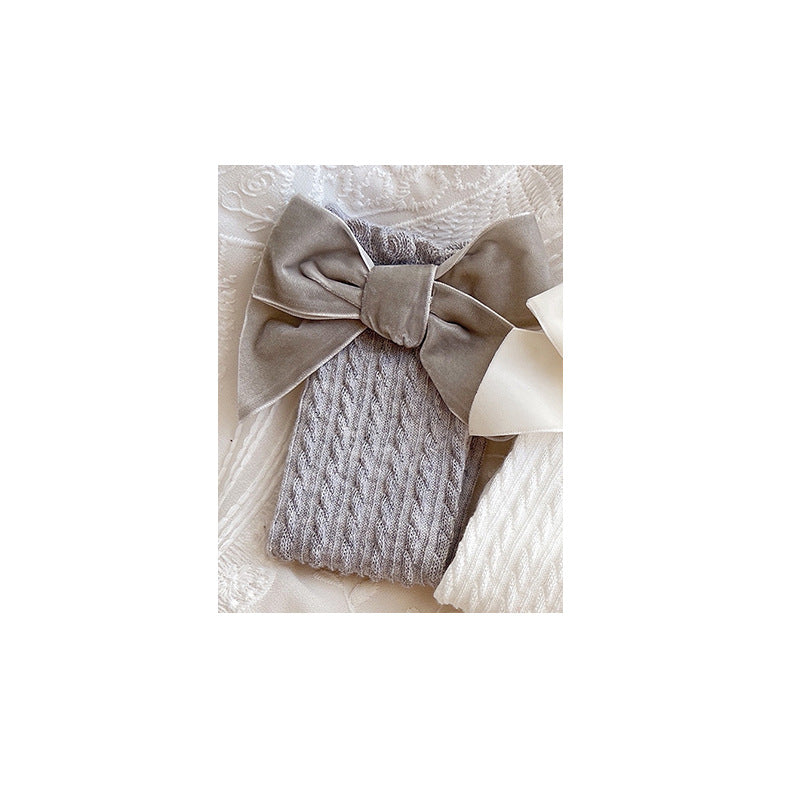 Wholesale Bow Knot Lace Baby Knee Medium Length Sock Chemical Fiber Sock