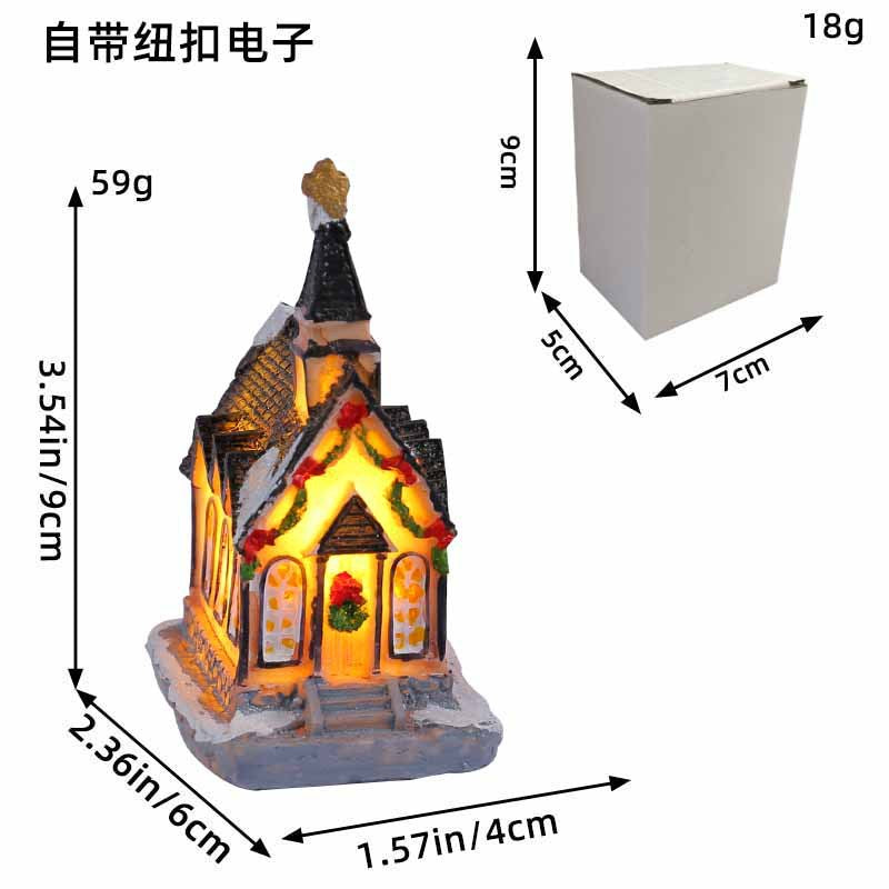 Christmas Resin Colored Luminous House Desktop Ornaments