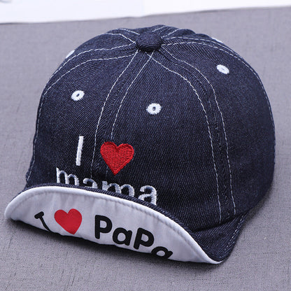 Cotton Printed Love Denim Children's Hats