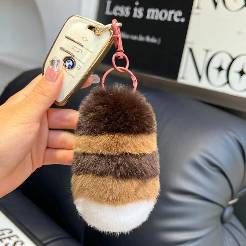 Raccoon Tail Plush Keychain