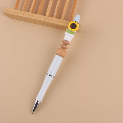 Handmade Beadable Cartoon Sunflower Silicone Wooden Bead
