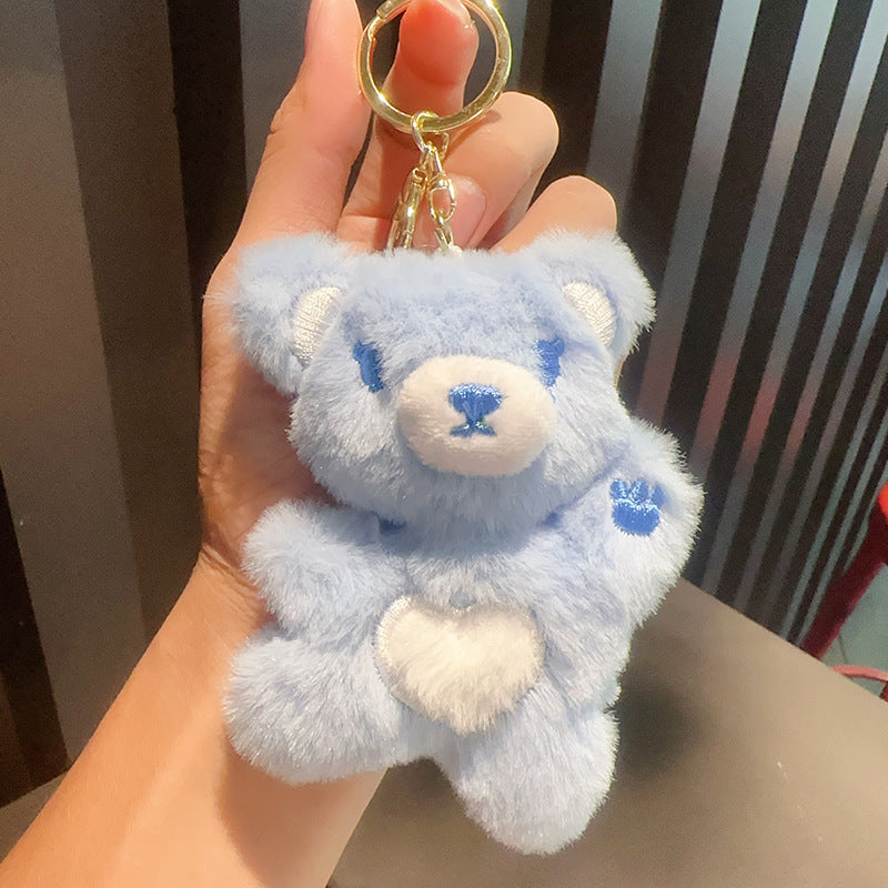 Cartoon Love Teddy Bear Plush Keychain