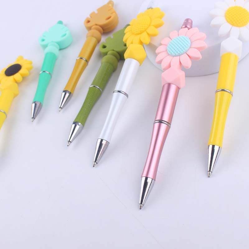 Cartoon Flower Silicone Handmade Beaded Ballpoint Pen
