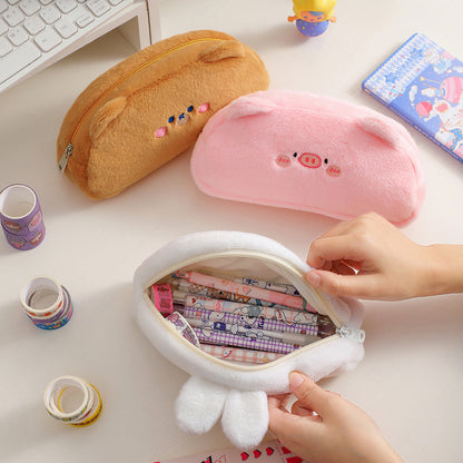 Cartoon Pig Plush Pencil Bag