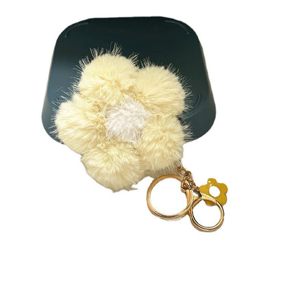 Cherry Blossom Fur Ball Car Keychains