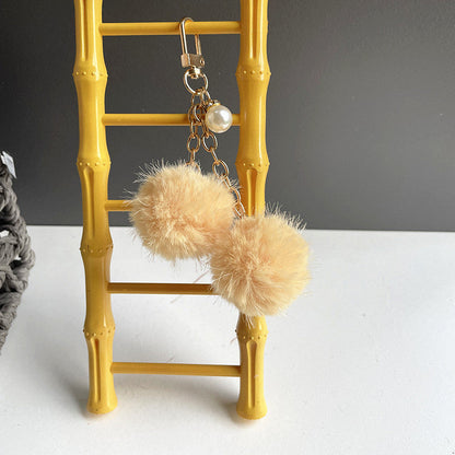 Cute Pearl Candy Plush Ball Bags, Keychain Pendants