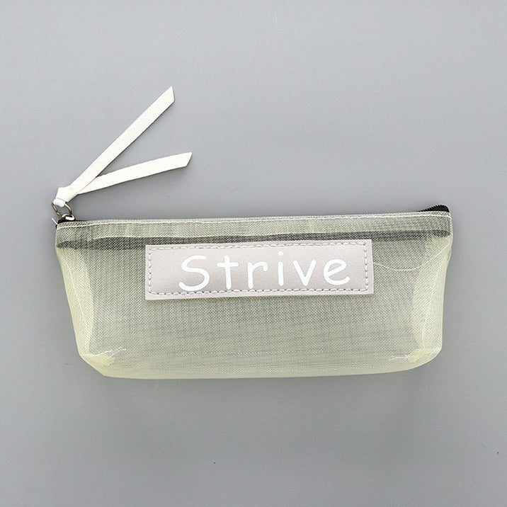 Simple Transparent Mesh Polyester Pencil Case