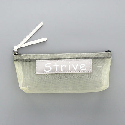 Simple Transparent Mesh Polyester Pencil Case