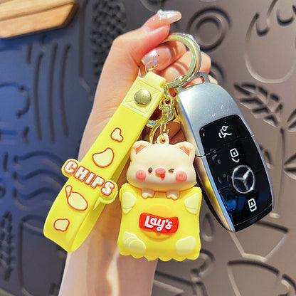 Cartoon Pig Panda PVC Soft Glue Keychain