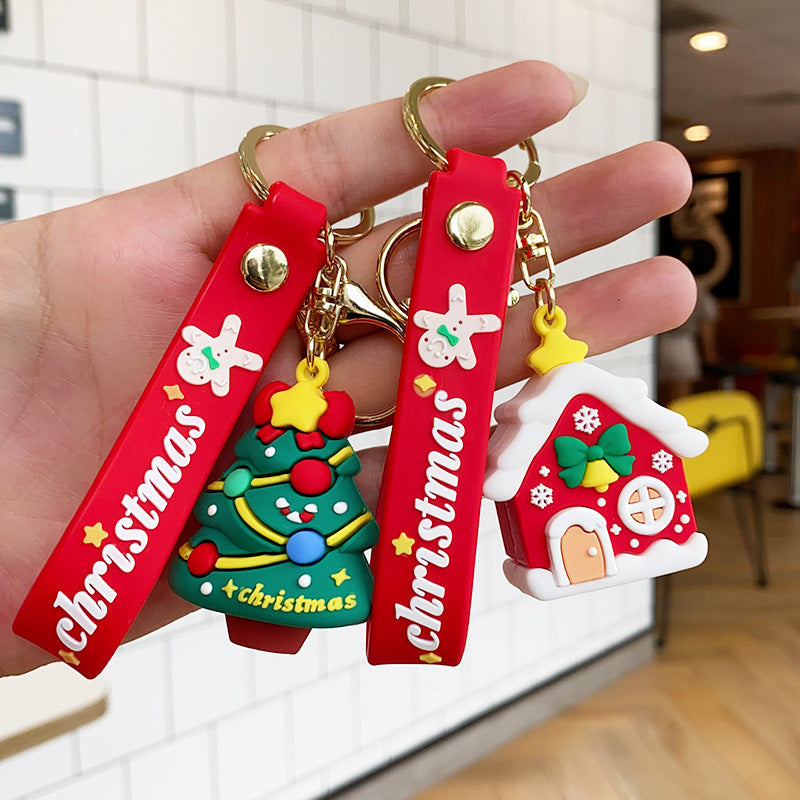 Christmas Cartoon Soft Santa Claus Christmas Tree Keychain