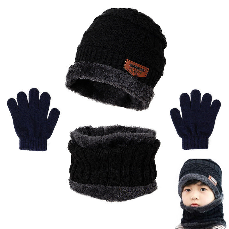 Wholesale of New Plush Necklaces Factory, Warm Children's Acrylic Hats, Scarves, and Gloves, 3-piece Set