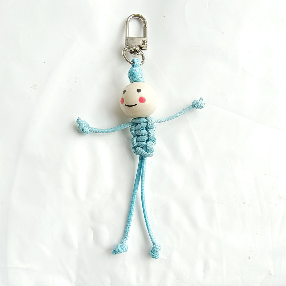 Stickman Keychain Beads Smiley Face School Bag Pendant