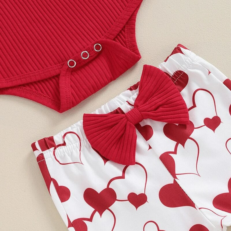 Wholesale Cotton Valentine's Day Infant Girls Baby Flying Sleeves Long Sleeves