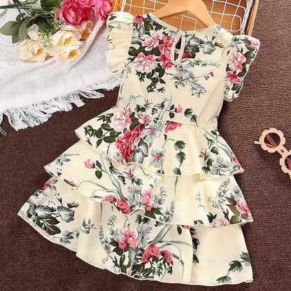 Vintage Mesh Girls Dress Polyester Baby Clothes