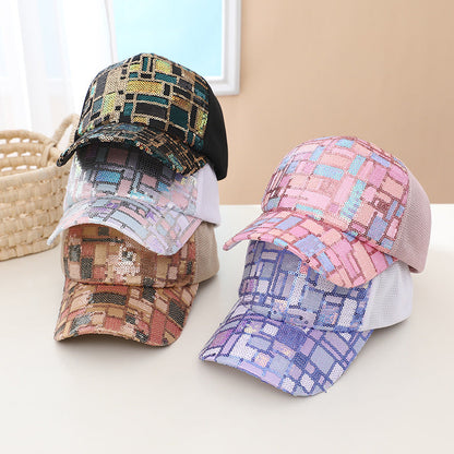Colorful Sequin Mesh Breathable Stitching Children's Baseball Cap