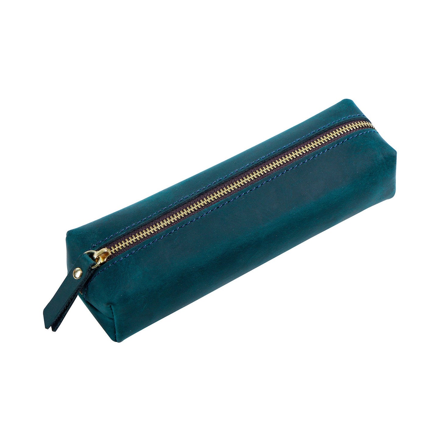 Handmade Cowhide Pen Large Capacity Storage Bag Zipper Pen Bag