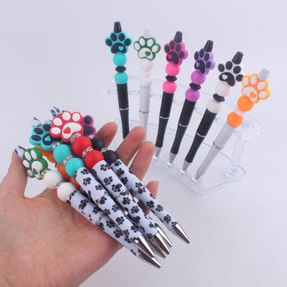 Handmade Bead Pen Cartoon Dog Paw Silicone Ballpoint