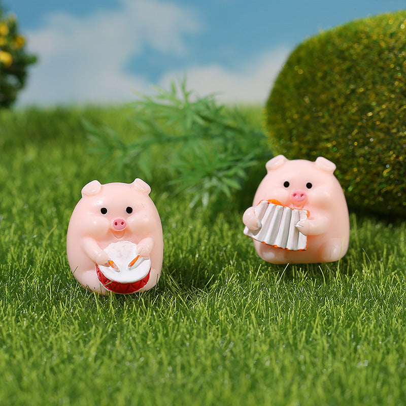 Cute Musical Instruments and Pig Resin Ornaments
