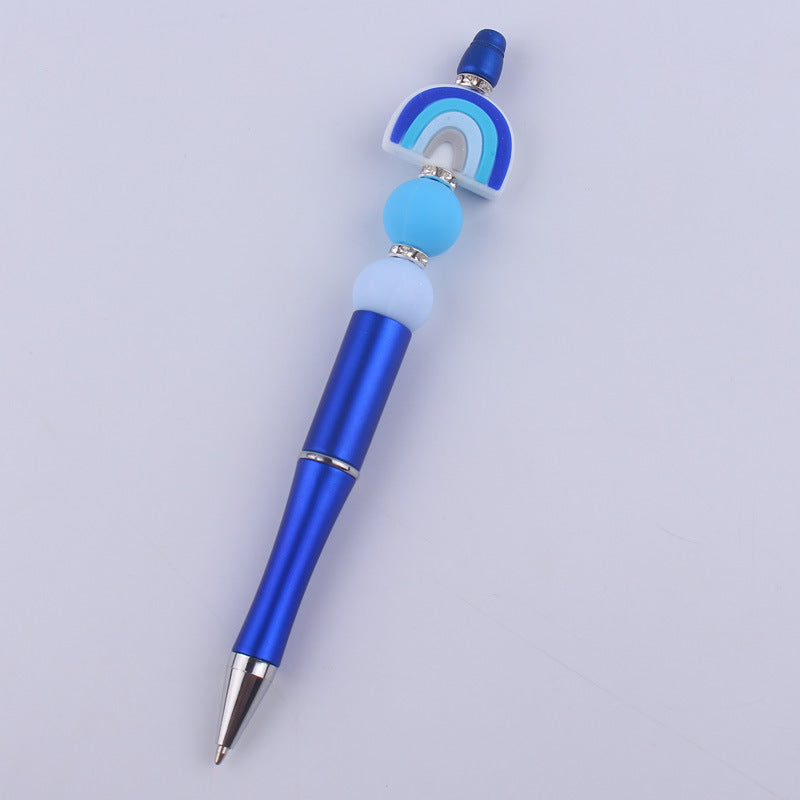 Beadable Pens Rainbow Silicone Beads Plastic Ballpoint Pen