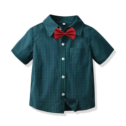 Boys and Gentlemen's Cotton Bow Shirt and Suspender Suit