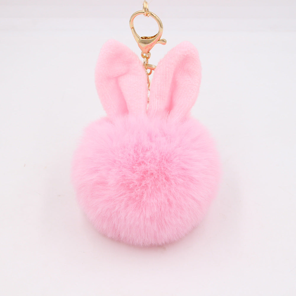 Rabbit Ears Fur Ball Keychain Plush