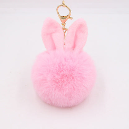 Rabbit Ears Fur Ball Keychain Plush