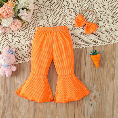 Easter Cotton Bunny Trousers and Hair Tie Three-piece Set