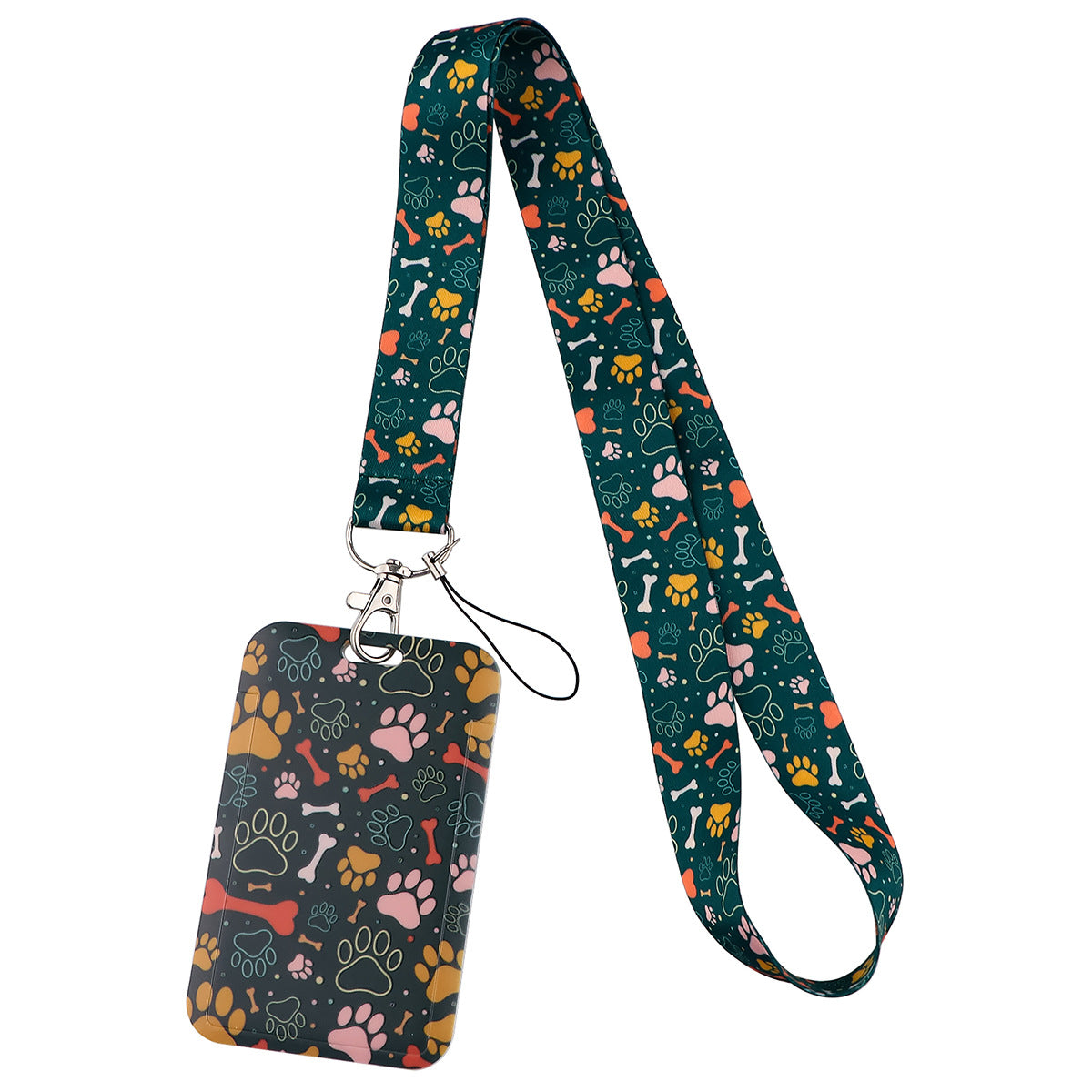 Puppy paw print card holder mobile phone lanyard keychain