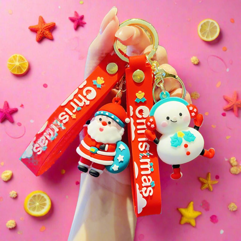 Cartoon Christmas PVC Soft Keychain Creative Keychain