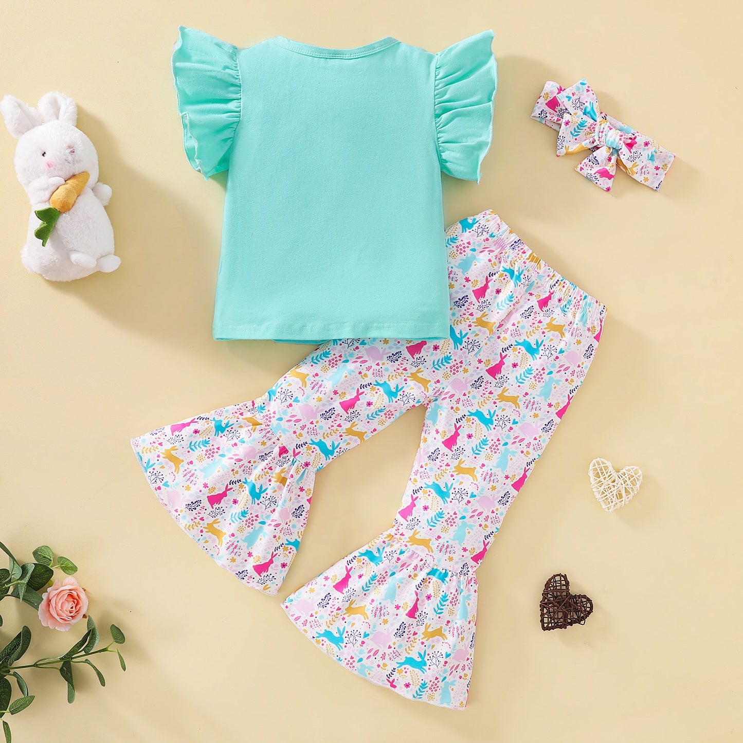 Cotton Children's Sleeves Top Headband Three Piece Set