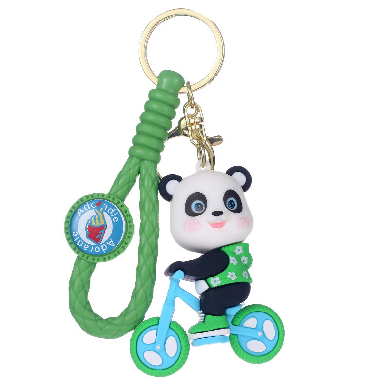 Cartoon Cycling Panda PVC Keychain Cute Keychain