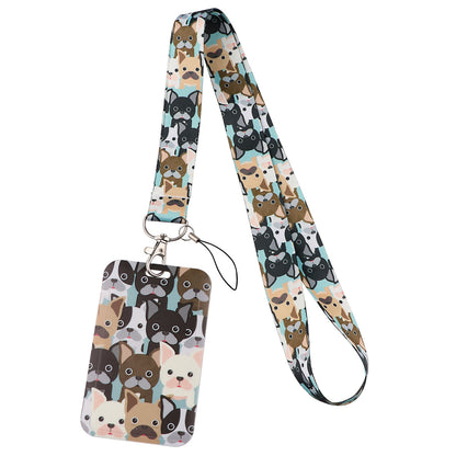 Puppy paw print card holder mobile phone lanyard keychain